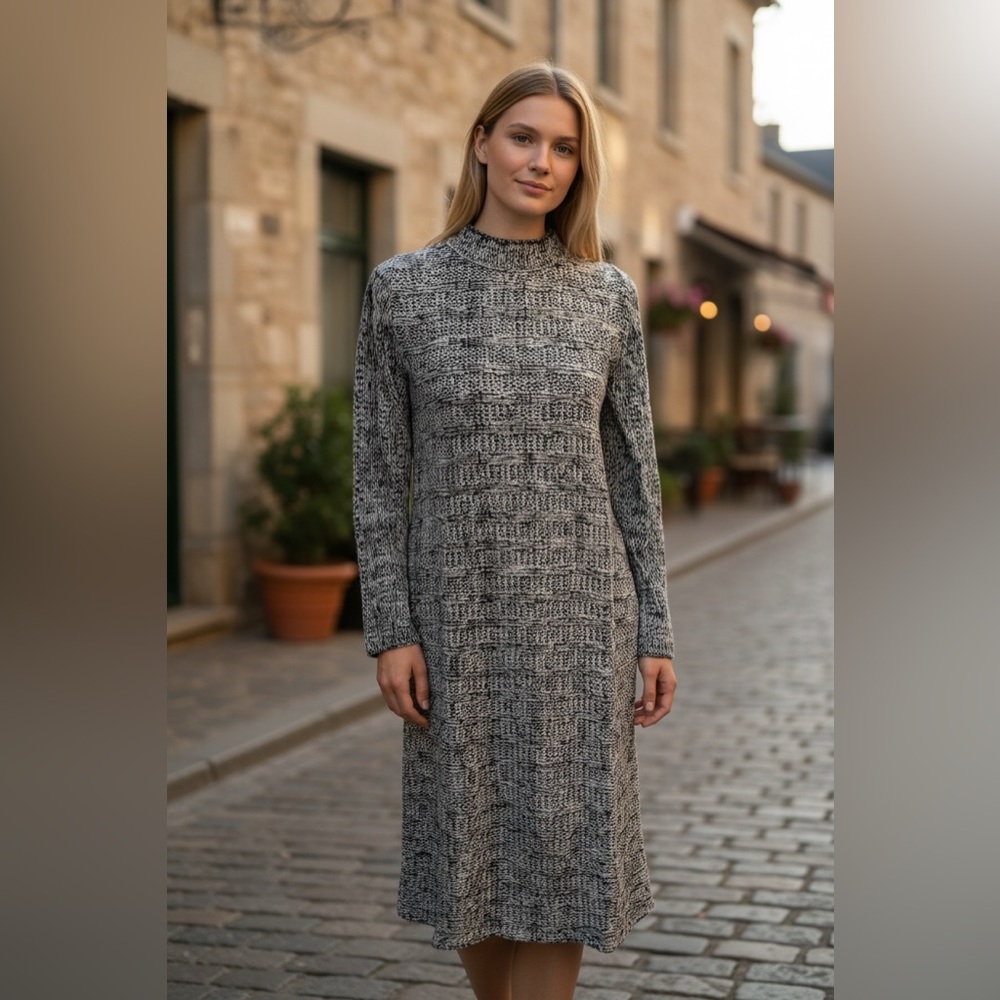 Zara Black and White Long Sleeve Dress